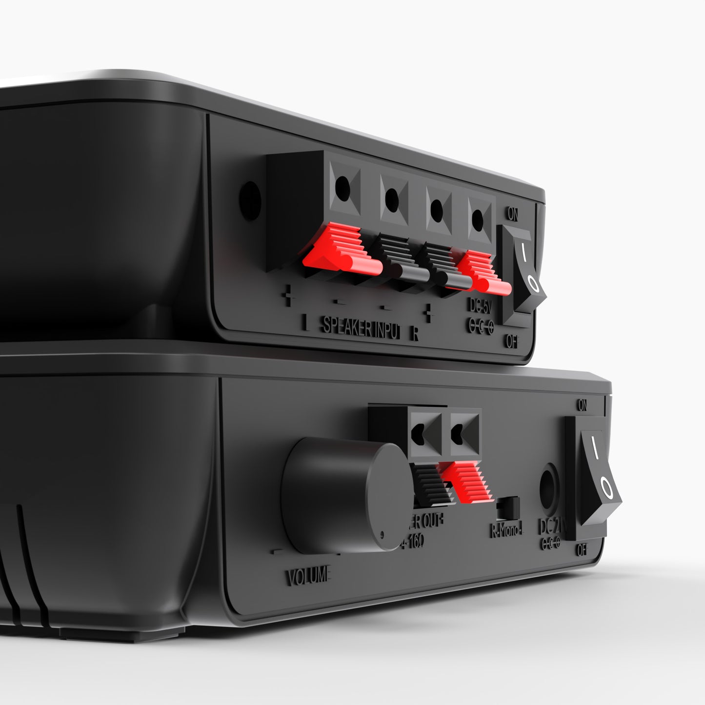 Speaker Anywhere 750 - Wireless Speaker Connection - Back View Image Transmitter and Receiver Connections | Marmitek