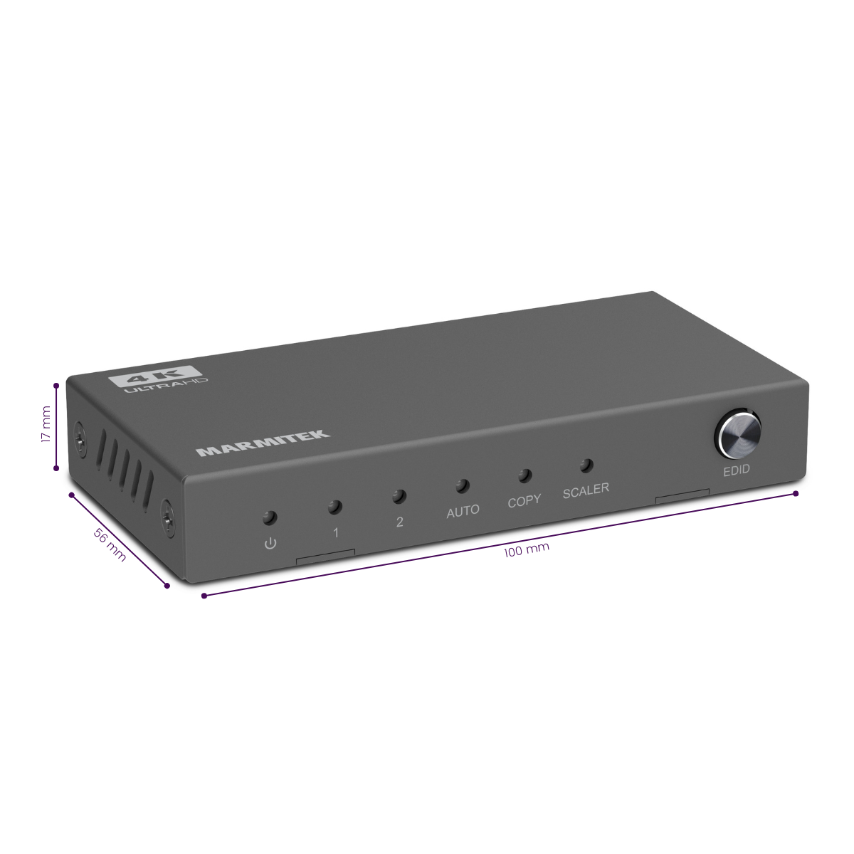 Split 612 Pro - 4K HDMI splitter 1 in / 2 out - Dimensions Image | Marmitek