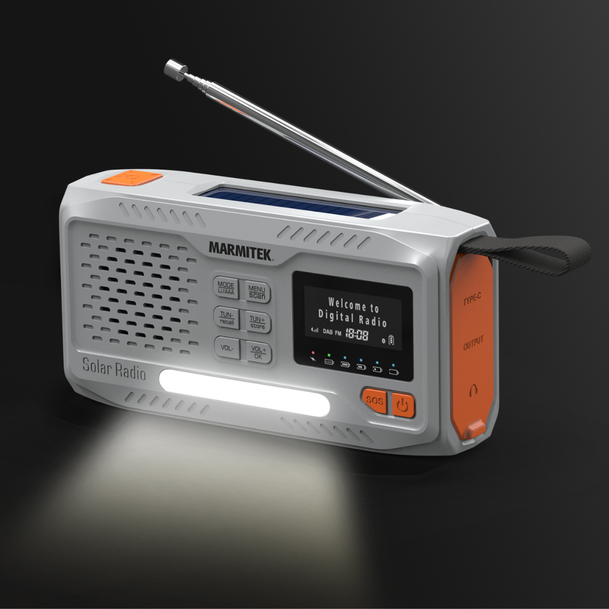 RESQ 100 - Noodradio opwindbaar en op batterijen - 4500 mAh lithium-ion batterij - zonnepaneel