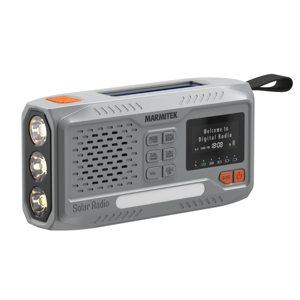 RESQ 100 - Noodradio opwindbaar en op batterijen - 4500 mAh lithium-ion batterij - zonnepaneel