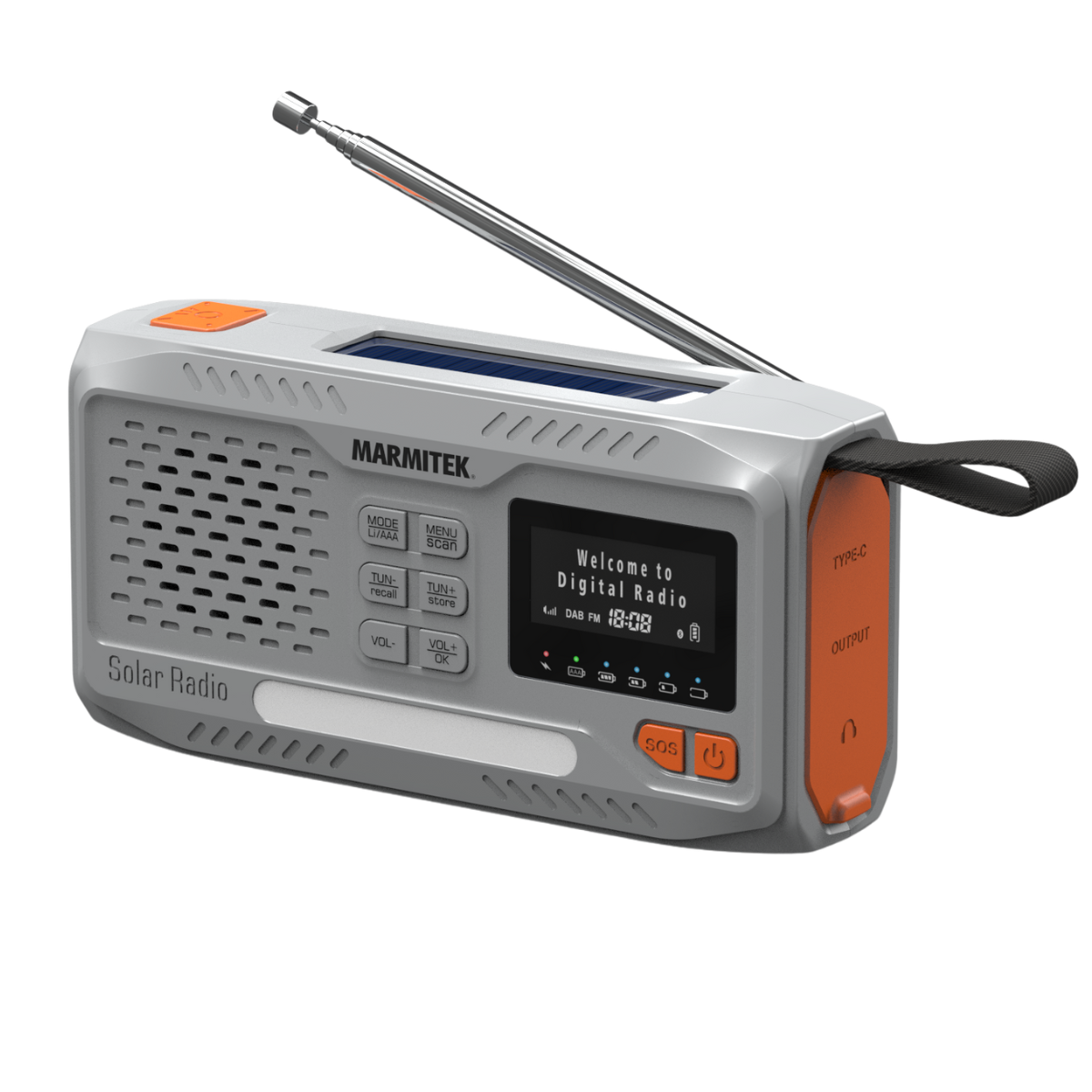 RESQ 100 - Noodradio opwindbaar en op batterijen - 4500 mAh lithium-ion batterij - zonnepaneel