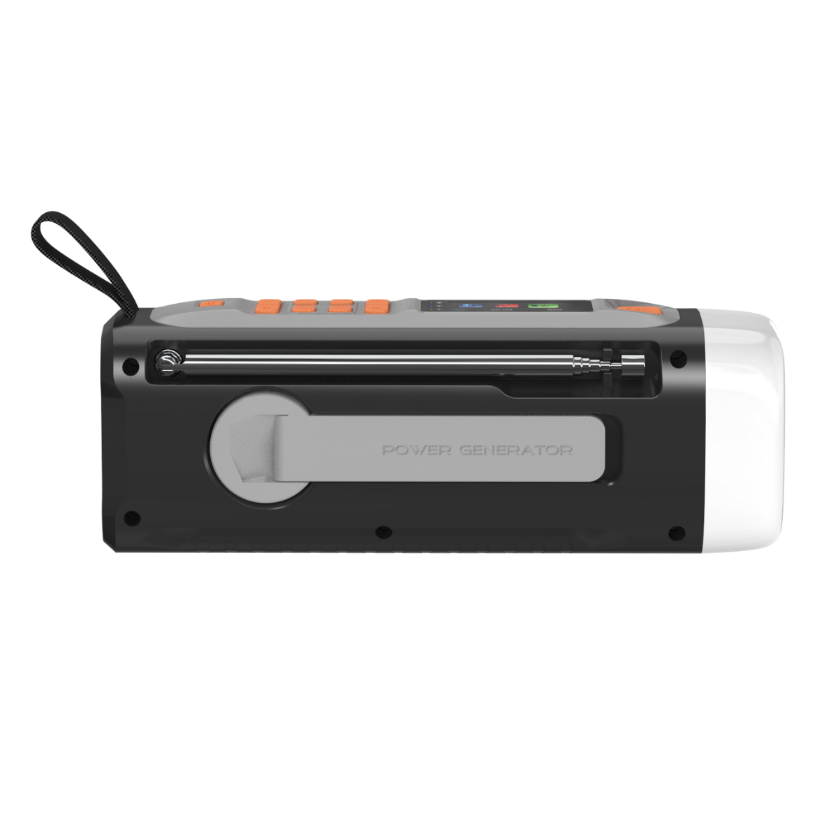 RESQ 200 - Emergency radio with solar panel and camping light - Back View Image | Marmitek