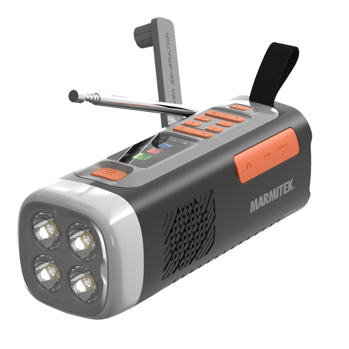 RESQ 200 - Noodradio opwindbaar - 4500 mAh lithium-ion batterij - zonnepaneel