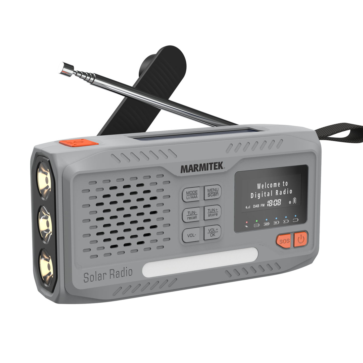 RESQ 100 - Noodradio opwindbaar en op batterijen - 4500 mAh lithium-ion batterij - zonnepaneel
