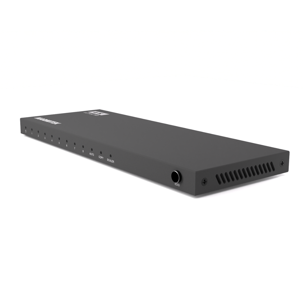 Split 618 Pro - HDMI splitter - 1x8 - 4K60 Side View Image with an angle front | Marmitek