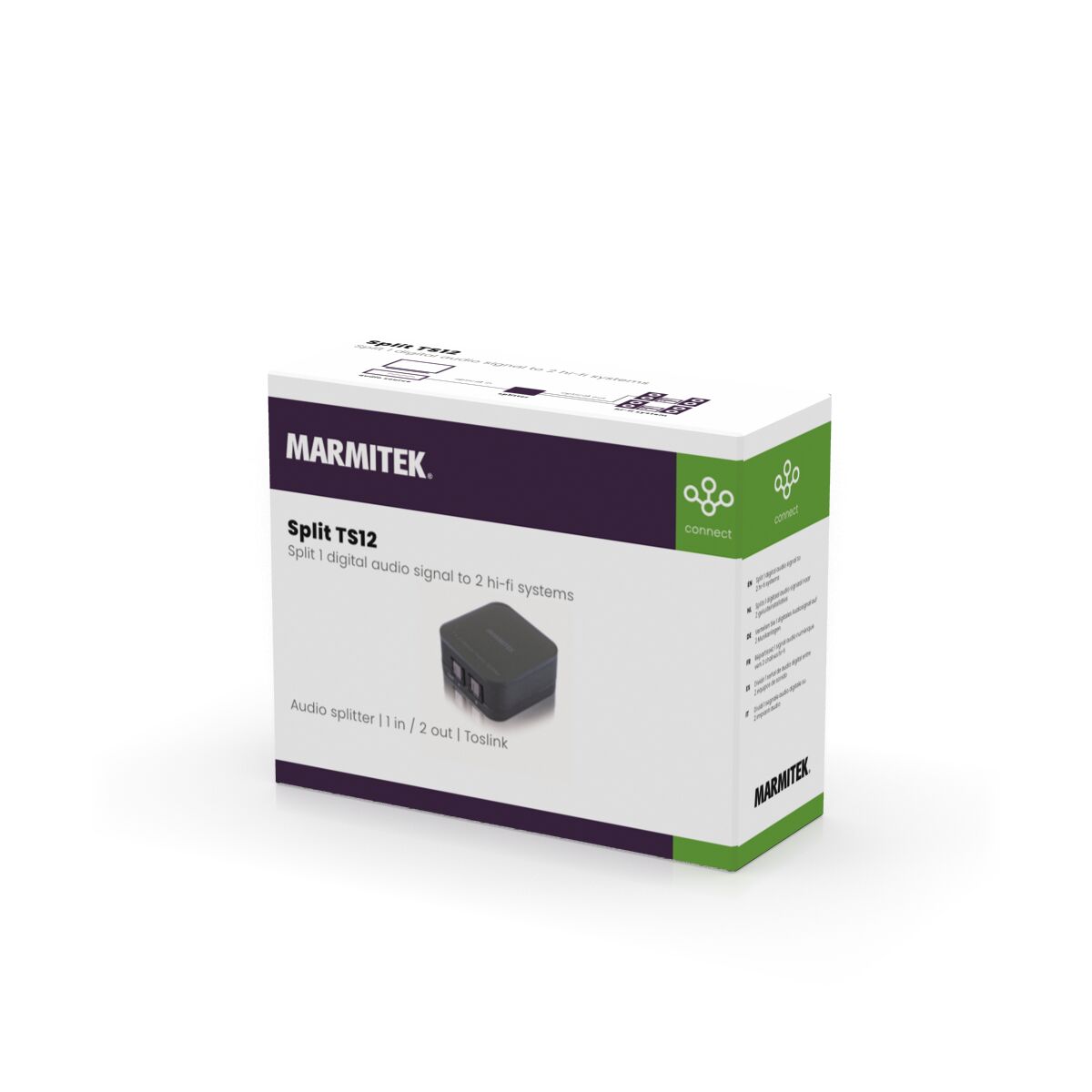 Split TS12 - Toslink Splitter 1 in / 2 out - 3D Packshot Image | Marmitek