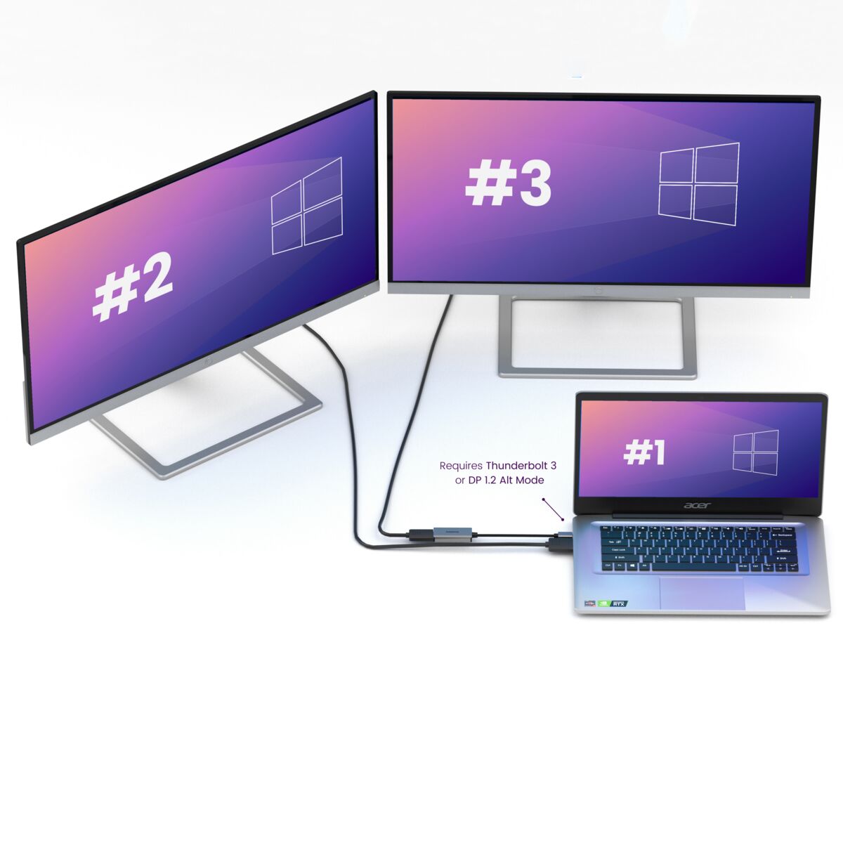 USB-C to DisplayPort adapter - Ambiance Image of a 2nd display connected to laptop with a USB-C to DisplyPort adapter | Marmitek