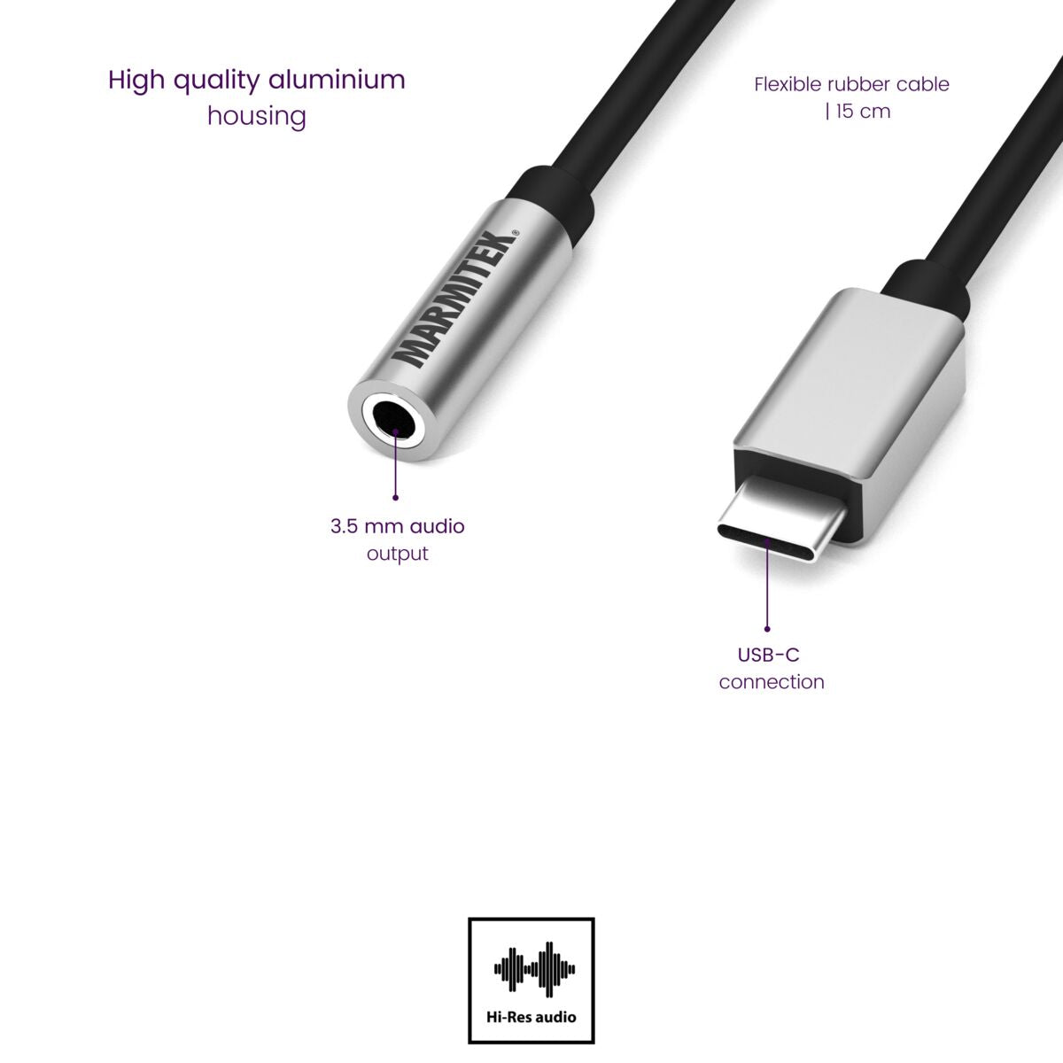 USB-C to AUX adapter - Detail Image pd USB-C to AUX adapter | Marmitek
