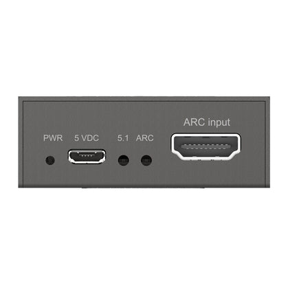 Connect ARC13 - HDMI Audio Extractor - Close up of Power and HDMI ARC input connections | Marmitek