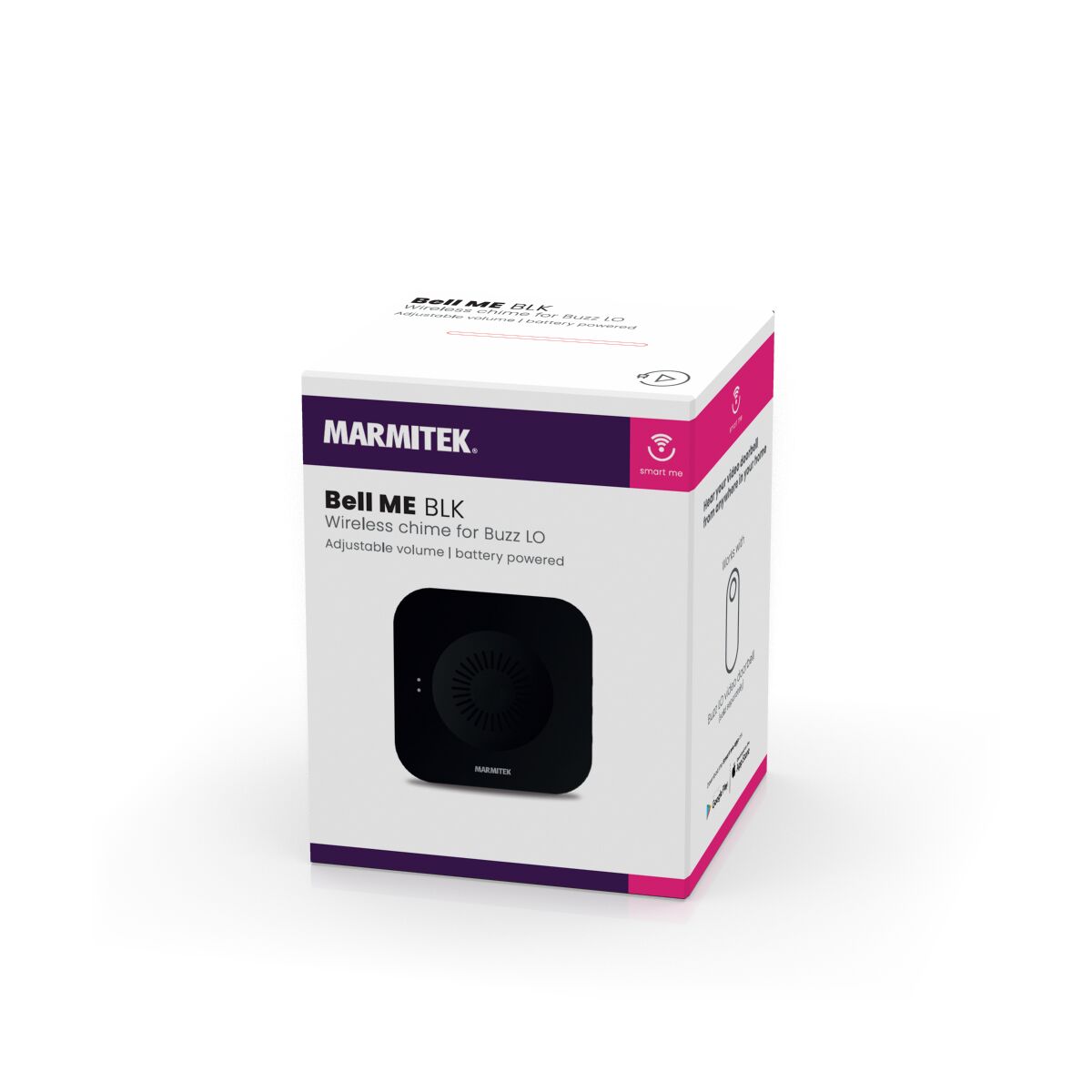 Bell ME BLK - Wireless bell - Chime for Buzz LO - 3D Packshot Image | Marmitek