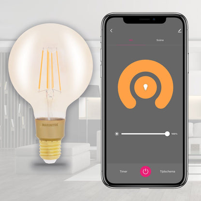 Glow LI - Filament bulb - Glow LI with smartphone and a app to show how to dim lights | Marmitek