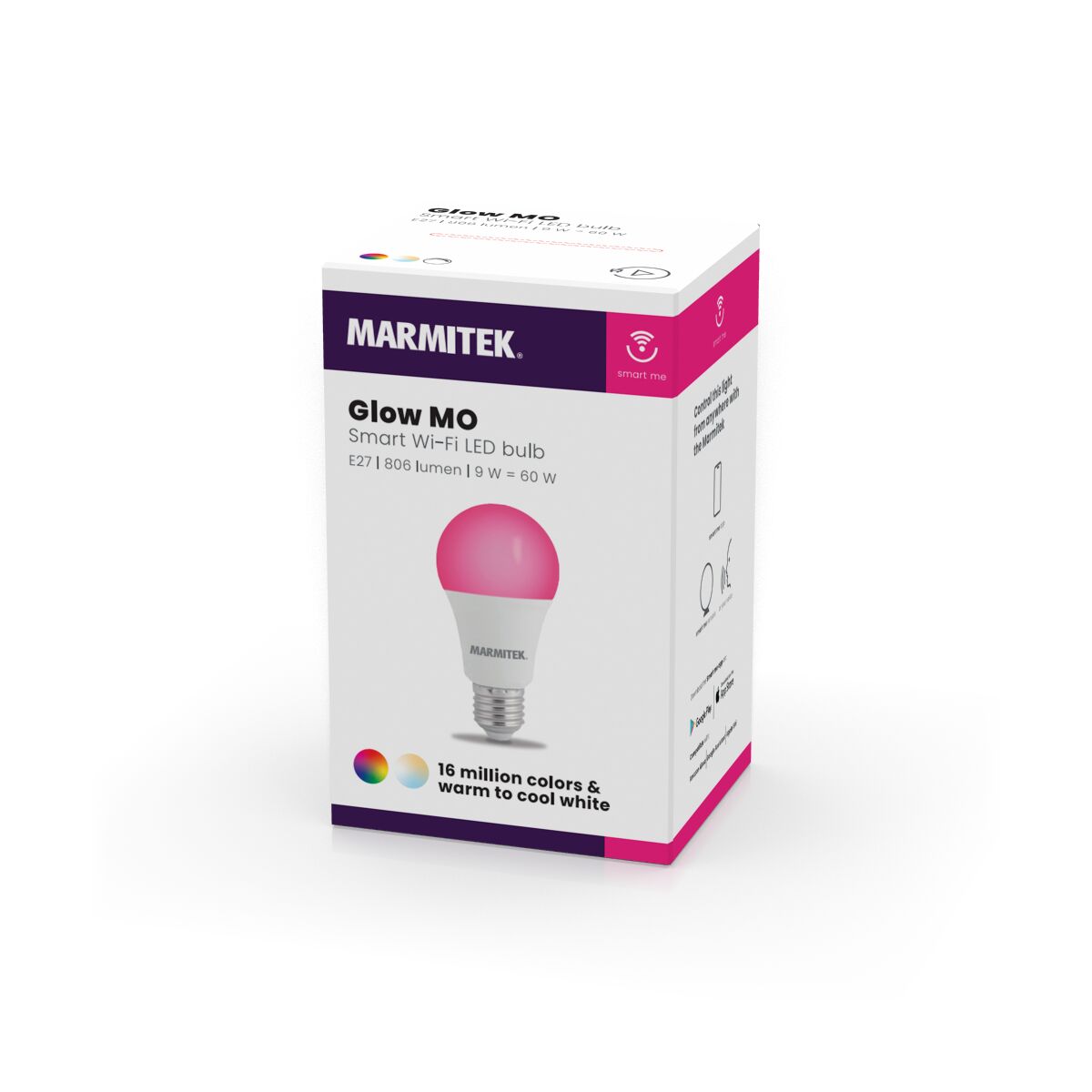 Glow MO - Bombilla inteligente - E27 - Operable con aplicación - Color