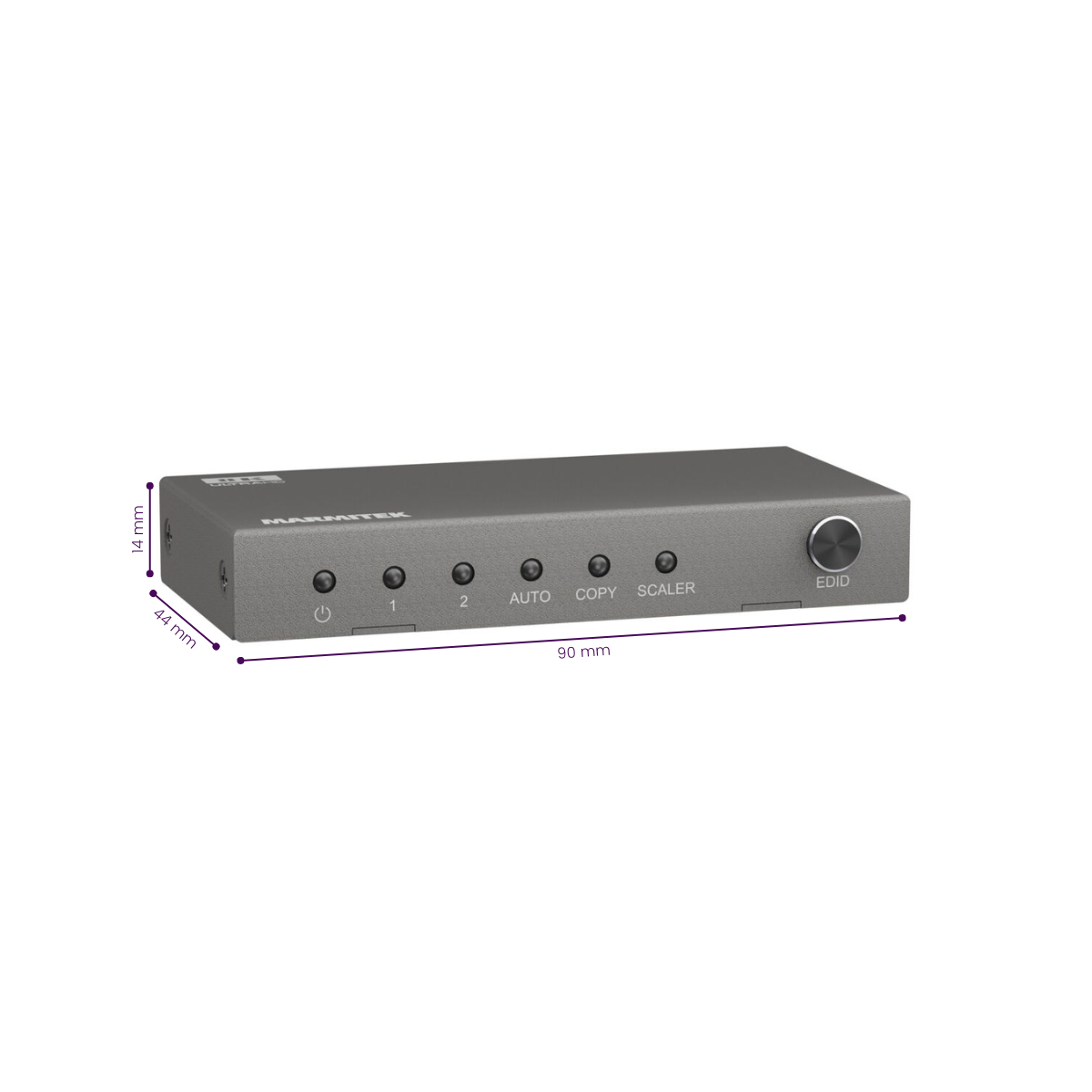 Split 712 - Product Dimensions - 8K HDMI spliter | Marmitek