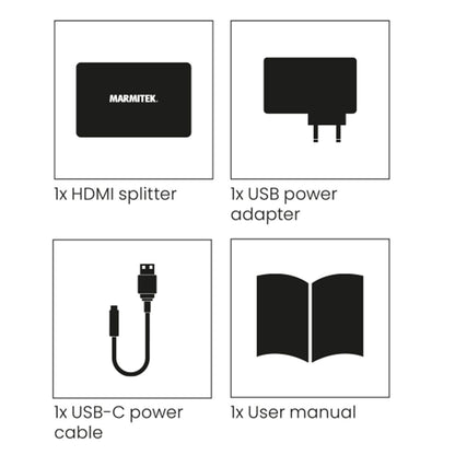 Split 712 - Set contents - 8K HDMI spliter | Marmitek