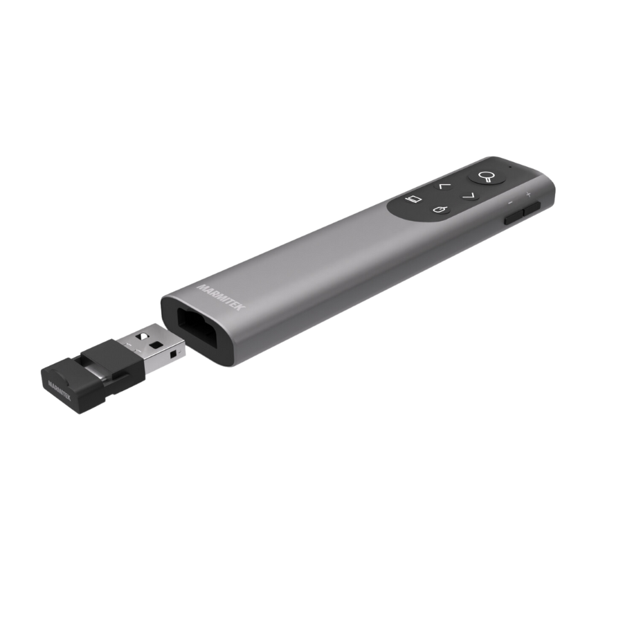 WPR400 - Wireless Presenter  - Angle  TopView Image wioth USB adapter outside presenter | Marmitek