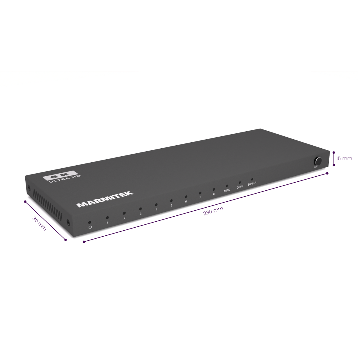 Split 618 Pro - HDMI aplitter - 4K60 - 1x8 - Dimensions Image | Marmitek| 