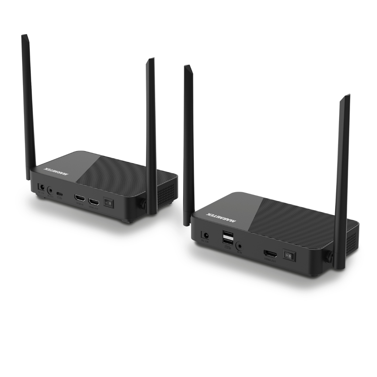 TV Anywhere Wireless 4K LL - Wireless 4K HDMI extender with low latency  - Side View Image connections | Marmitek