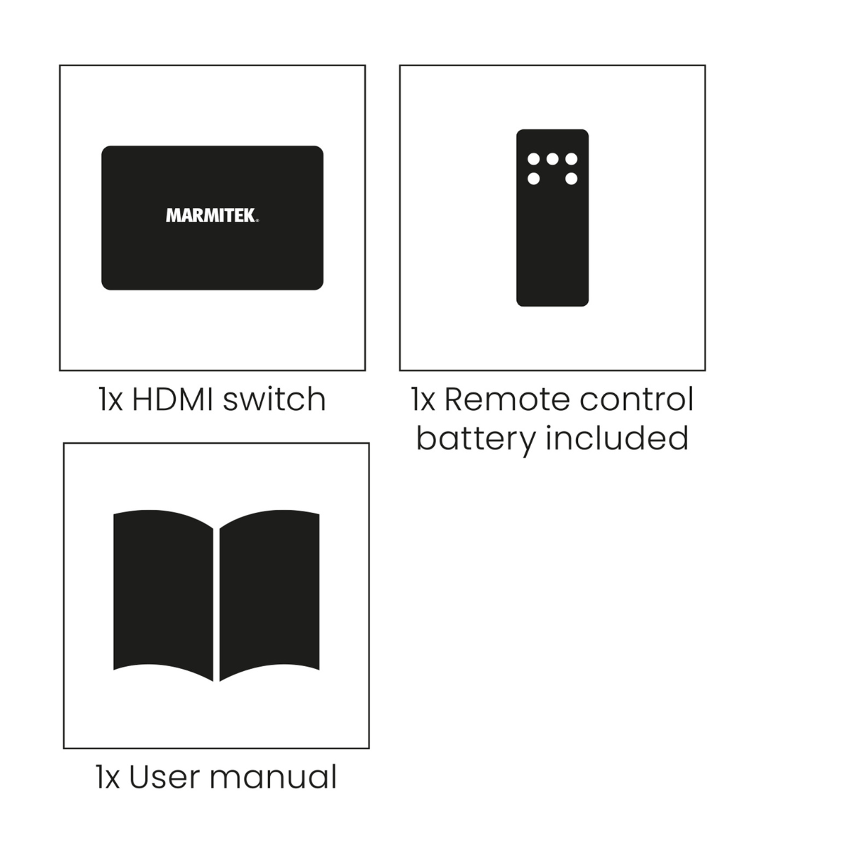 Connect 730 - HDMI Switch 8K 60Hz – 4K 120Hz – HDMI 2.1 – What is in the box | Marmitek