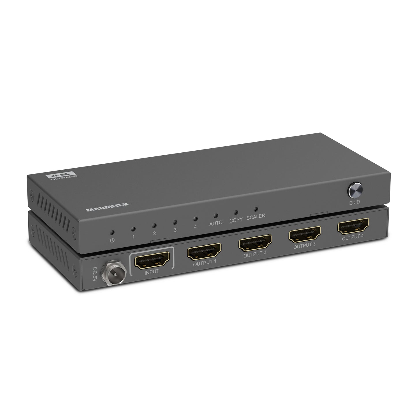 Split 614 Pro - HDMI splitter 1 in / 4 out - Fron andBack View Image  | Marmitek