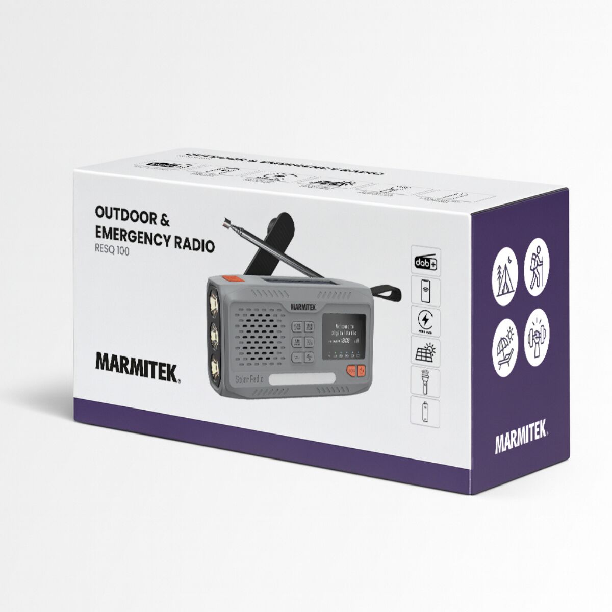 RESQ 100 - Noodradio opwindbaar en op batterijen - 4500 mAh lithium-ion batterij - zonnepaneel