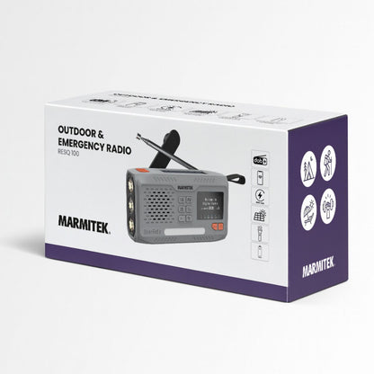 RESQ 100 - Noodradio opwindbaar en op batterijen - 4500 mAh lithium-ion batterij - zonnepaneel