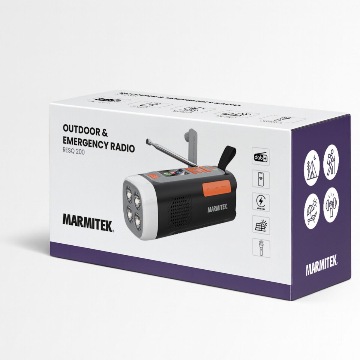 RESQ 200 - Noodradio opwindbaar - 4500 mAh lithium-ion batterij - zonnepaneel