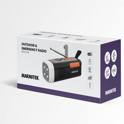 RESQ 200 - Noodradio opwindbaar - 4500 mAh lithium-ion batterij - zonnepaneel