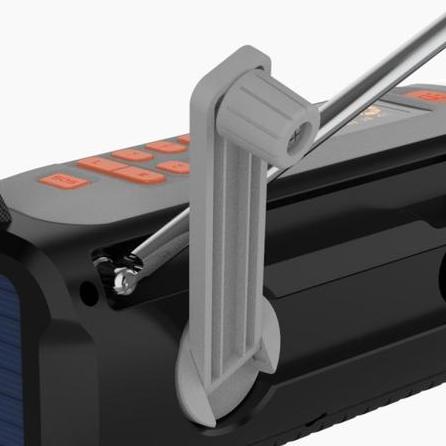 RESQ 200 - Emergency radio with solar panel and camping light - Product Image hand crank and antenna | Marmitek