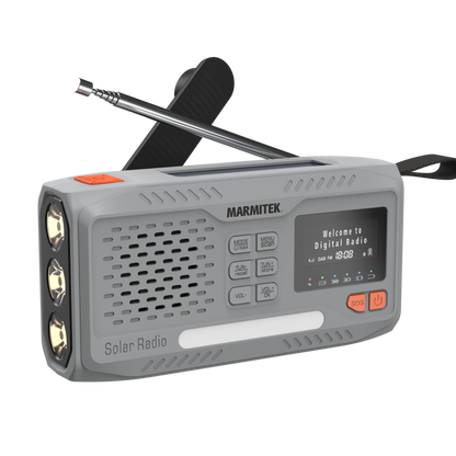 RESQ 100 - Noodradio opwindbaar en op batterijen - 4500 mAh lithium-ion batterij - zonnepaneel