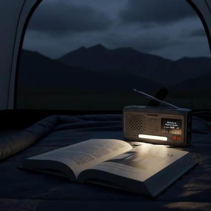 RESQ 100 - Noodradio opwindbaar en op batterijen - 4500 mAh lithium-ion batterij - zonnepaneel
