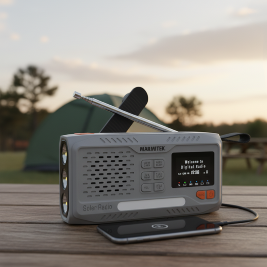RESQ 100 - Noodradio opwindbaar en op batterijen - 4500 mAh lithium-ion batterij - zonnepaneel