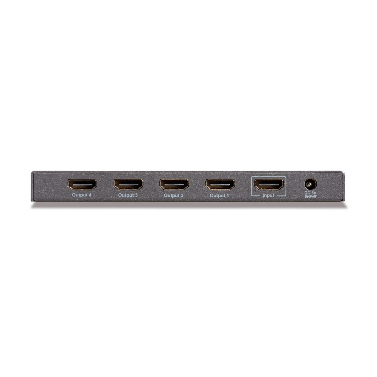 Split 614 UHD 2.0 - HDMI splitter 1 in / 4 out - Connections Image with 1 HDMI in and 4 HDMI out ports | Marmitek