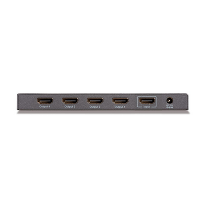 Split 614 UHD 2.0 - HDMI splitter 1 in / 4 out - Connections Image with 1 HDMI in and 4 HDMI out ports | Marmitek