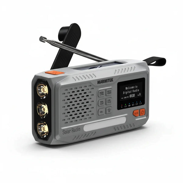 RESQ 100 - Wind-up radio with DAB+, Bluetooth, solar panel & powerbank – 4500 mAh lithium-ion battery