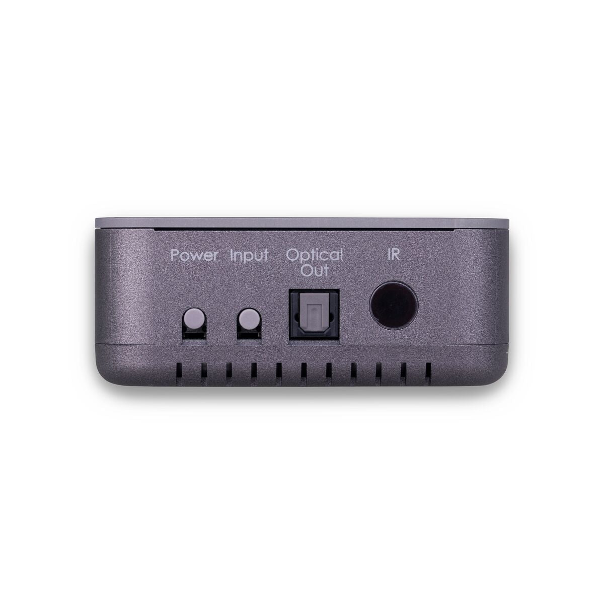 Connect TS41 - Optical Toslink switch 4 in / 1 out - Side View Connections Audio OUT, Power input and IR | Marmitek