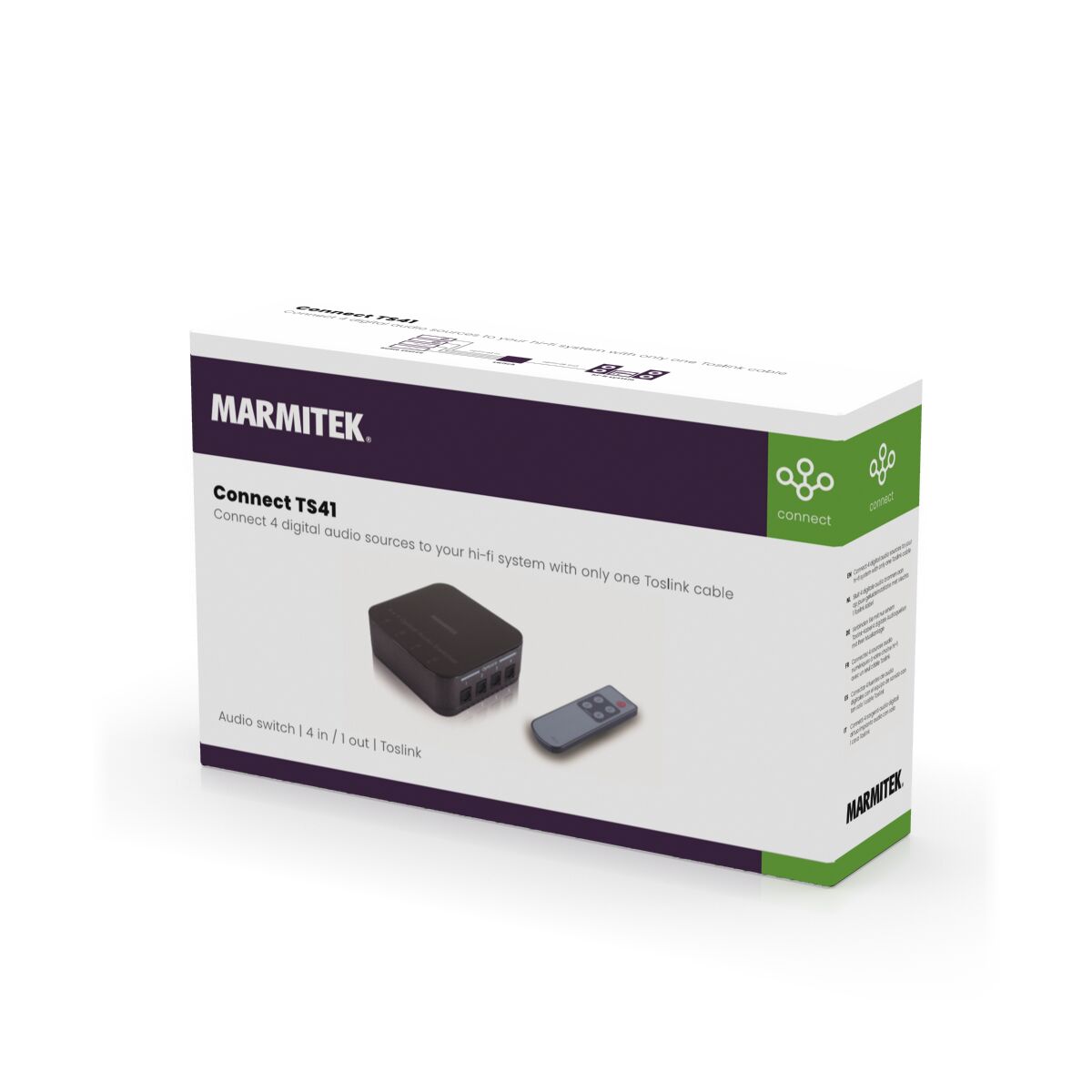 Connect TS41 - Optical Toslink switch 4 in / 1 out - 3D Packshot Image | Marmitek
