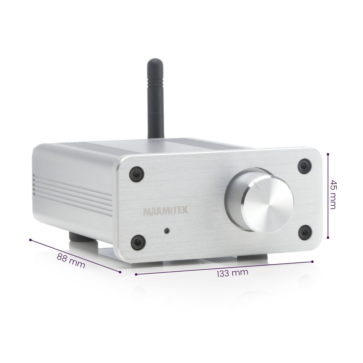 BoomBoom 460 - Bluetooth Receiver with Digital Amplifier - Dimensions Image | Marmitek
