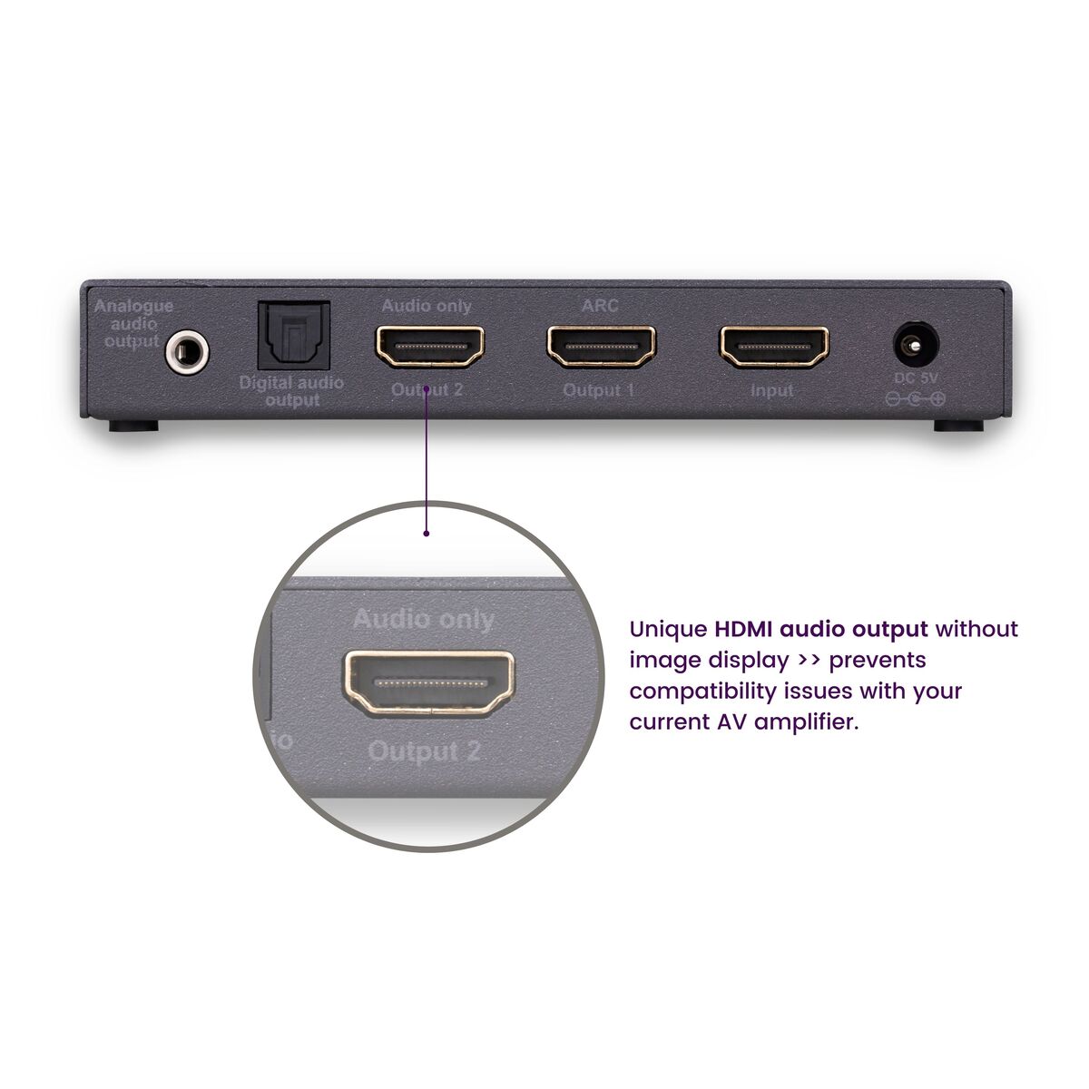 Connect AE24 UHD 2.0 - HDMI audio extractor 4K - 4K60 - HDR - ARC - 18 Gbps