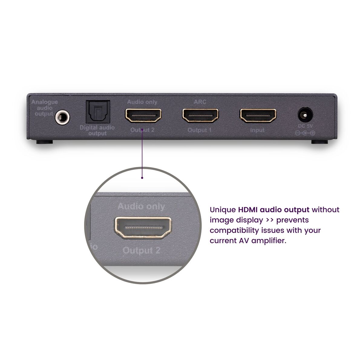 Connect AE24 UHD 2.0 - HDMI-Audio-Extractor 4K - 4K60 - HDR - ARC - 18 Gbps