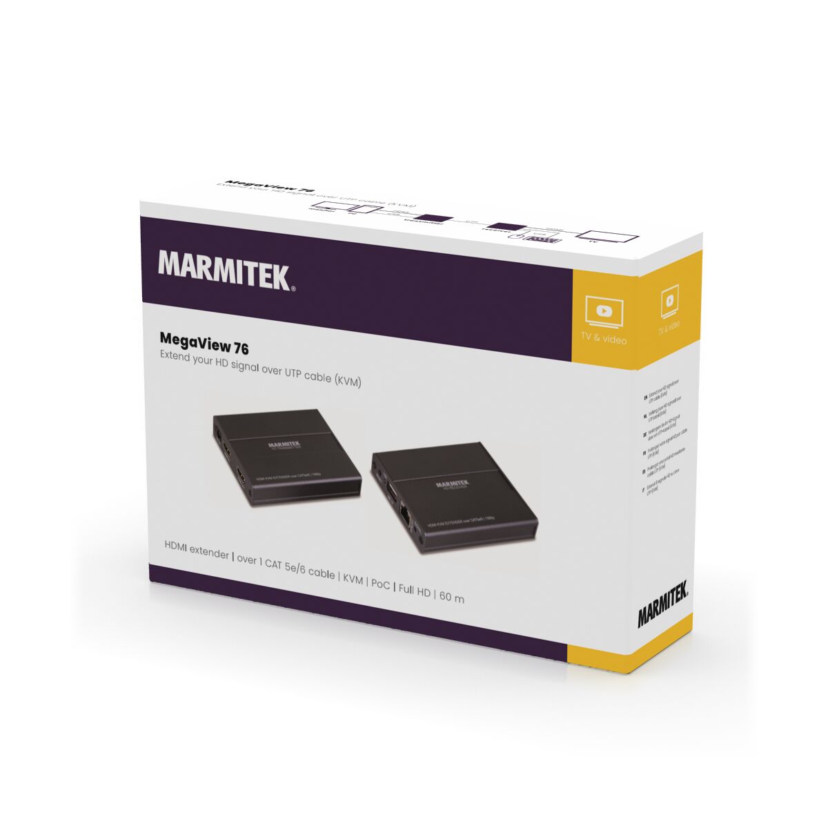 MegaView 76 - HDMI Extender UTP - 3D Packshot Image | Marmitek