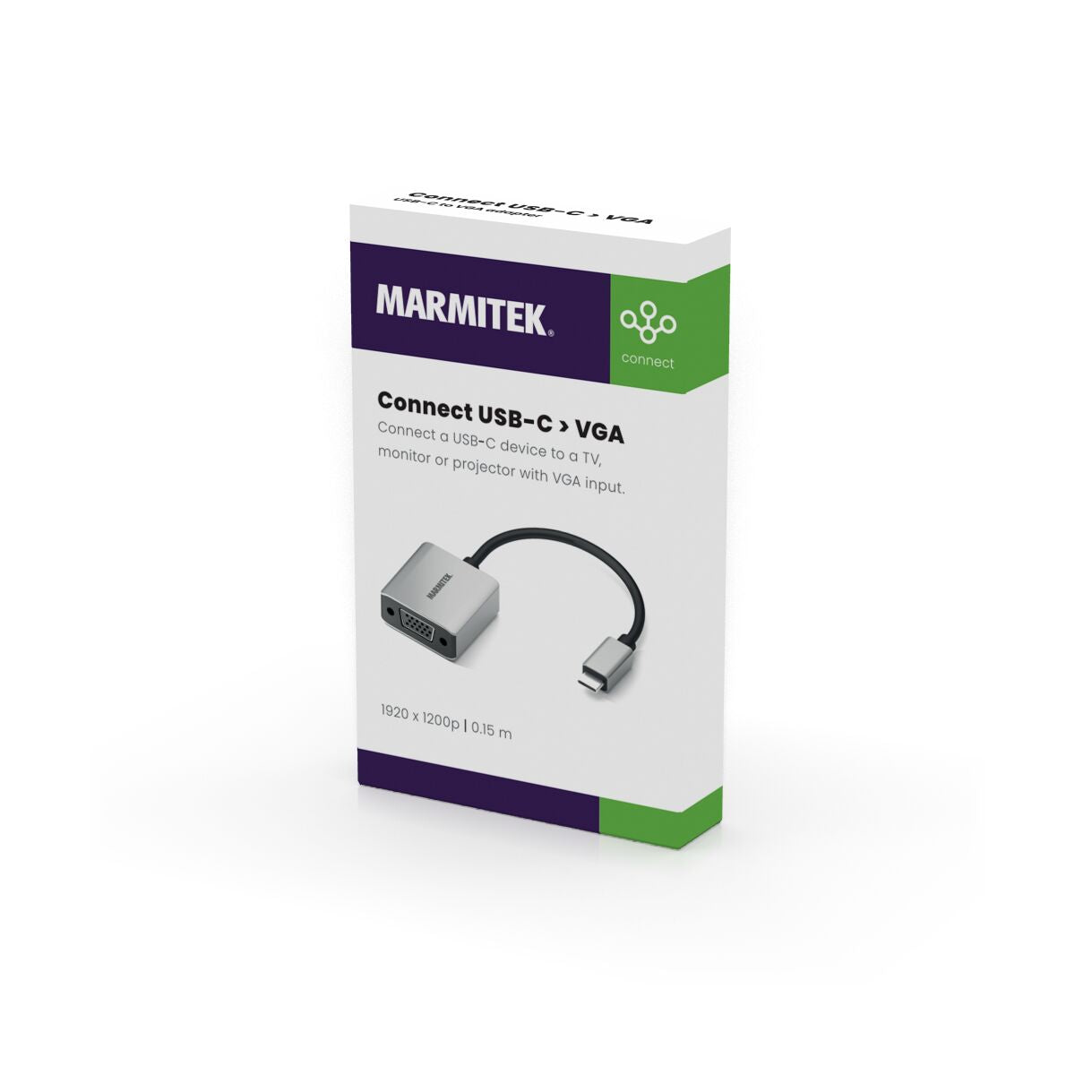 USB-C to VGA adapter - 3D packshot Image | Marmitek