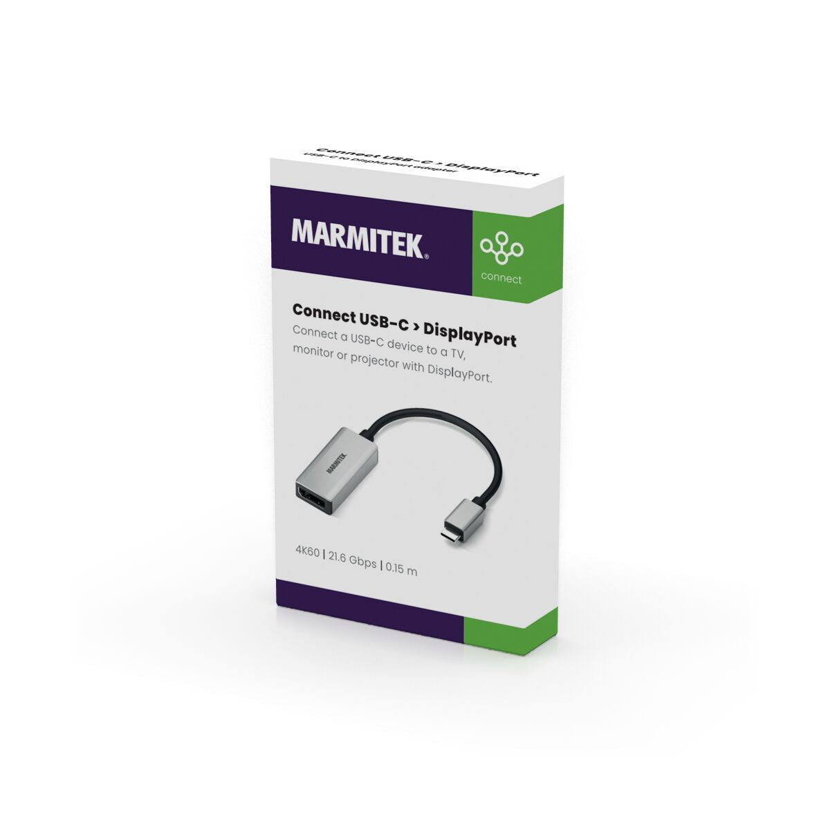 USB-C to DisplayPort adapter - 3D Packshot Image| Marmitek