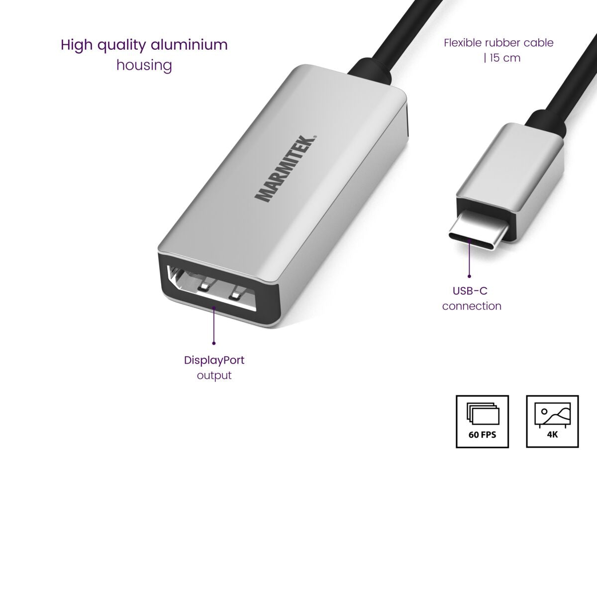 USB-C to DisplayPort adapter - Detail Image of USB-C to DisplayPort adapter | Marmitek