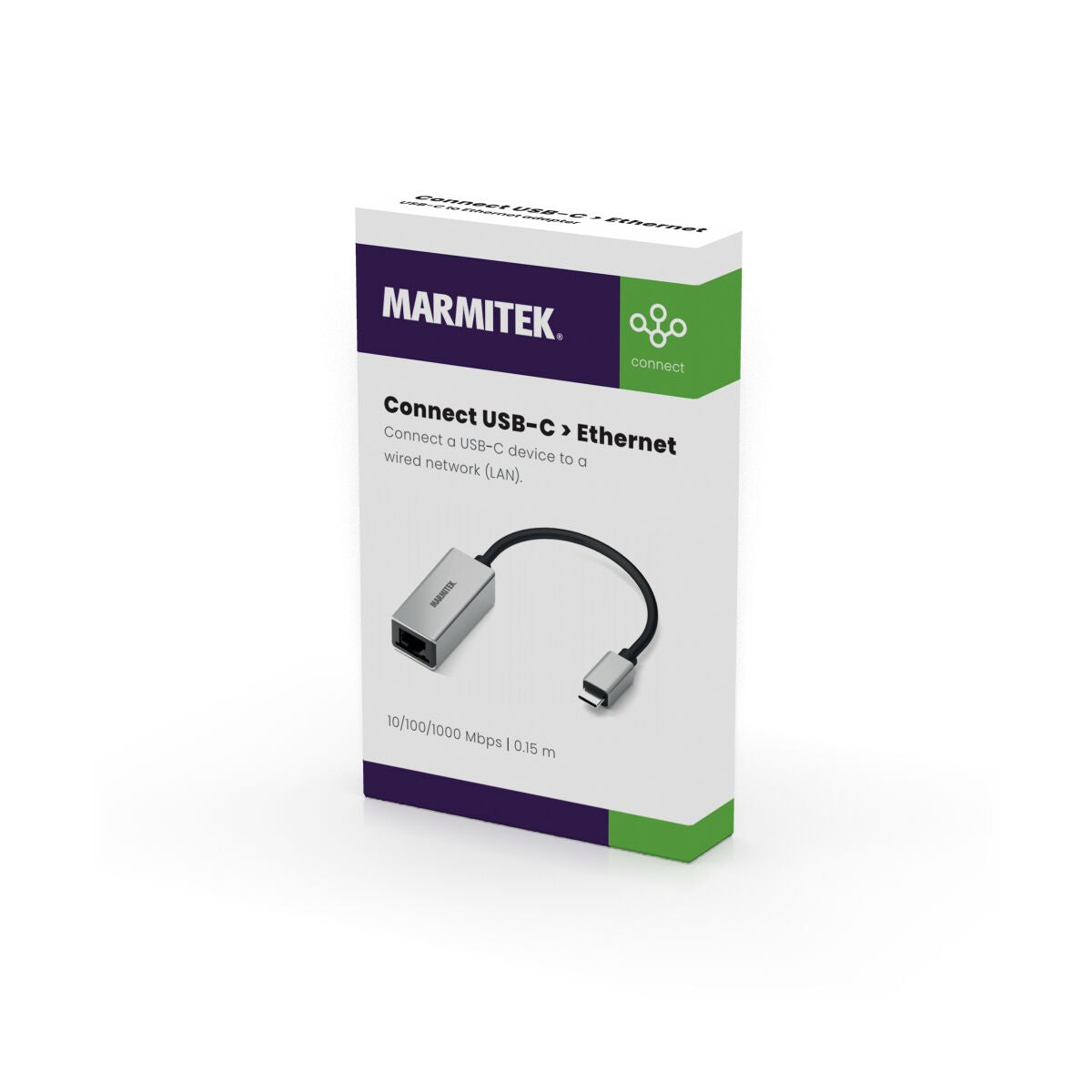 USB-C to Ethernet adapter - 3D Packshot Image | Marmitek