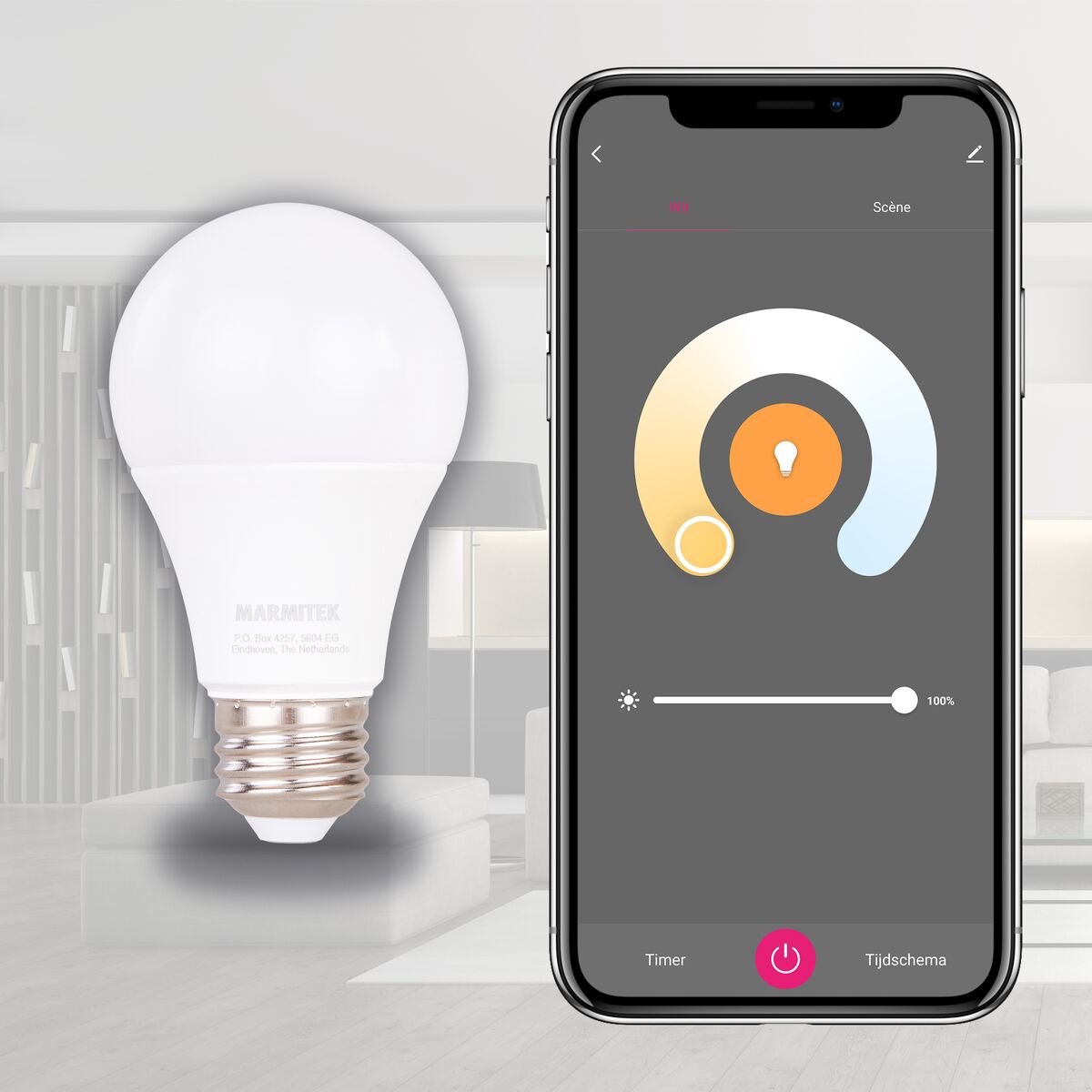 Glow ME - Slimme lamp - E27 - Bediening via app - Wit