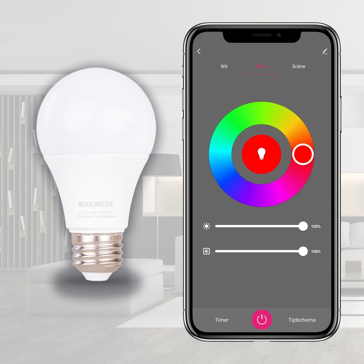 Glow MO - Slimme lamp - E27 - Bediening via app - Kleur
