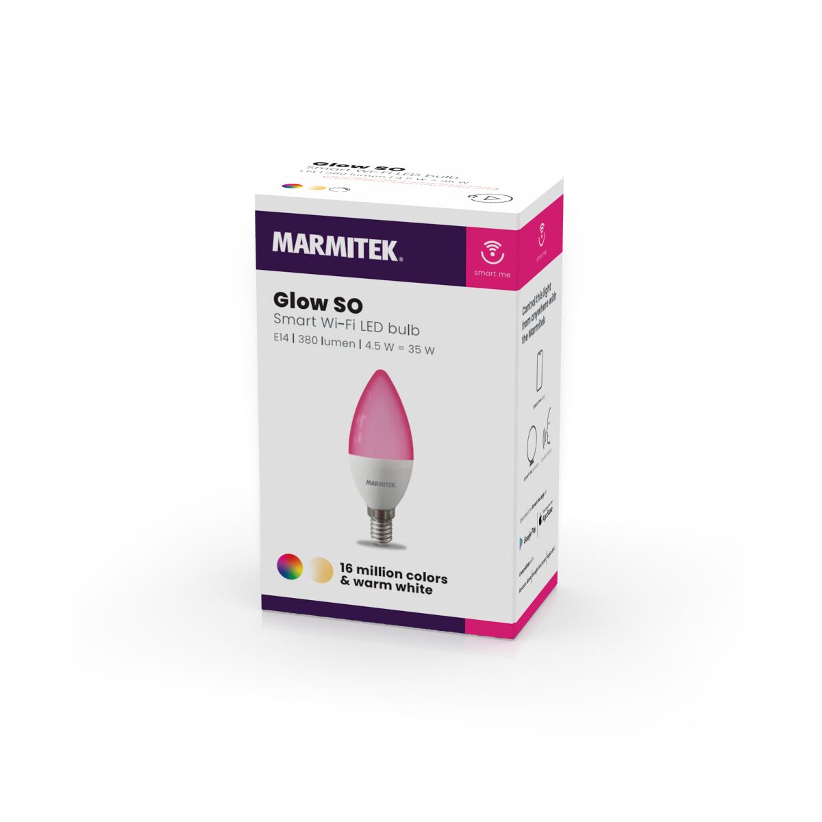 Glow SO - Slimme lamp - E14 - Bediening via app - Kleur