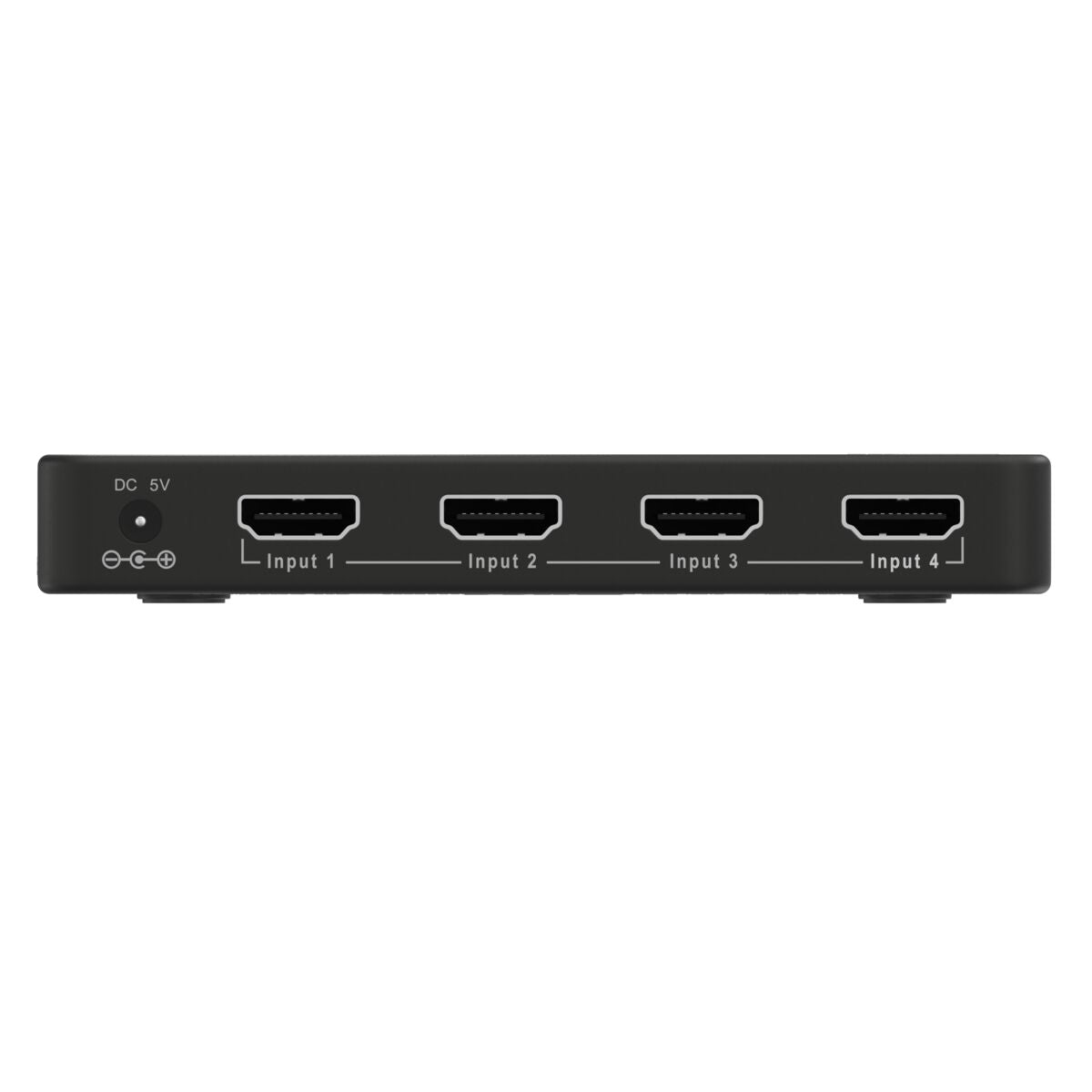 Connect 740 - HDMI switch 4K 120Hz, 8K 60Hz - 4 in / 1 out - Connections Image - 4 HDMI in and DC power | Marmitek