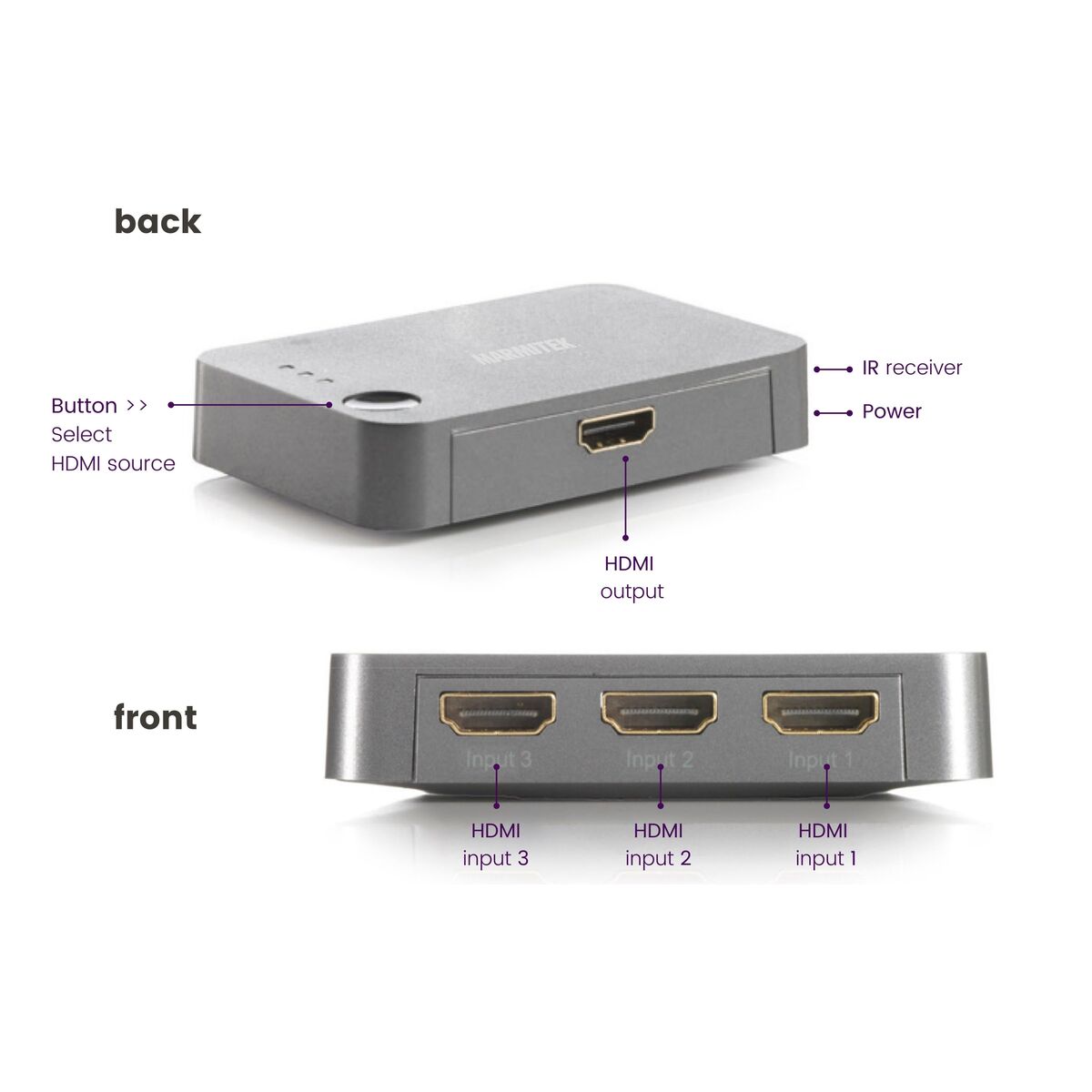 Connect 310 UHD 2.0 - HDMI switch 4K 60Hz - 3 in / 1 uit